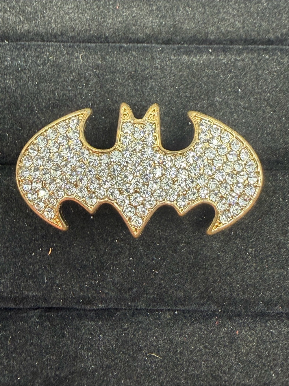 DC Comics Batgirl Batman Ring Costume Jewelry Ring Gold Tone Rhinestones 7.5
